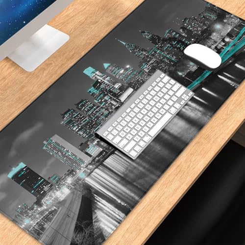 Philadelphia Desk Pad, City Mouse Pad Non-Slip Desk Mat for Keyboard, Mousepad with Anti-Slip Rubber Base and Seamed Edges, 31.5 X 11.8 Inch, 3mm Thick, Keyboard Pad for Work, Game