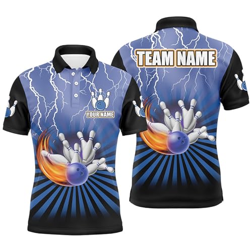 VhaSport Men Bowling Polo Shirt Custom Lightning Storm Vintage