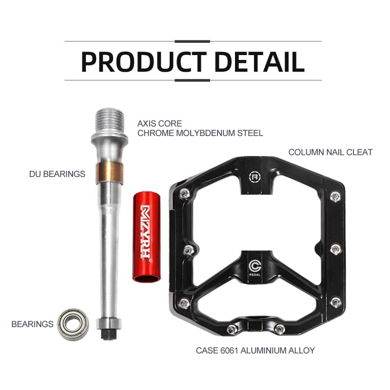 Pedali per Bicicletta Riflettenti in Alluminio/Nylon con Cuscinetti sigillati, per Bici da Strada, BMX, MTB, Antiscivolo e Impermeabili (Colore: MZ-928 Rosso)