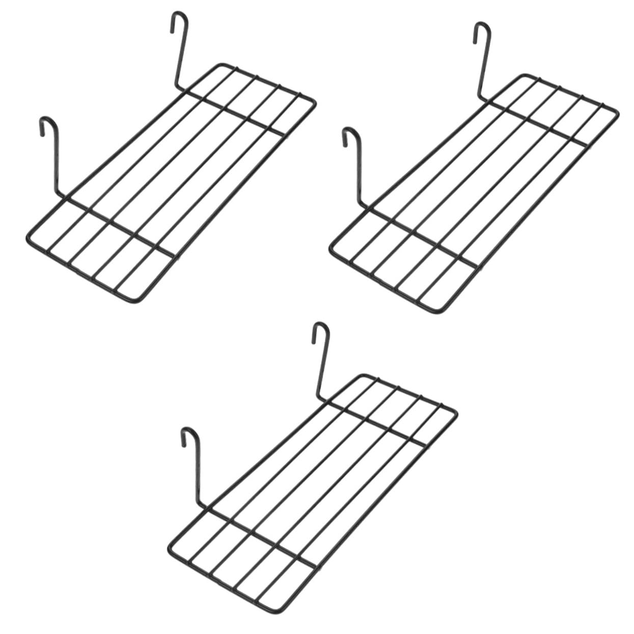 VANZACK 3 Pcs Unique Design Grid Wall Shelf Iron Frame Pet Bird Perching Black Super Load-Bearing Easy to Install