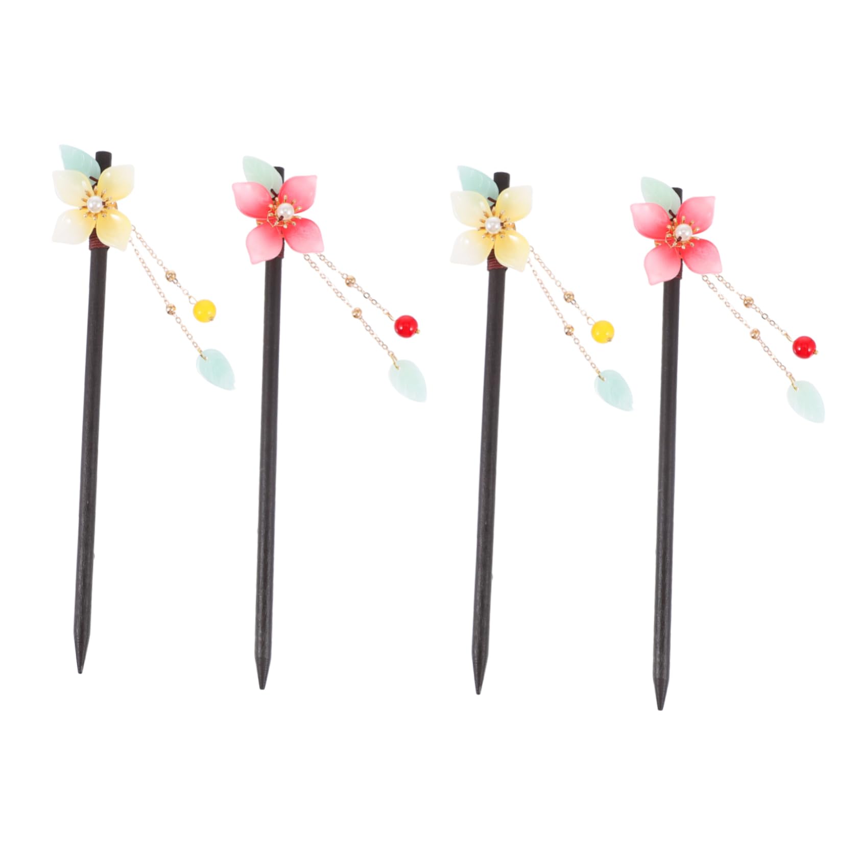 FRCOLOR Juego De 3 Horquillas Con Borlas Chinas Para El Pelo Palillos Para El Pelo Con Diseño Floral 4 Unidades X 3
