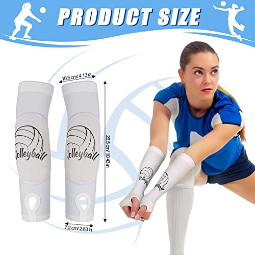 3 Pairs Volleyball Arm Sleeves Passing Hitting Forearm Sleeves Volleyball Training Equipment Volleyball Wrist Guard With Protection Pads And Thumb Hole For Teen Women Men (Black, White, Blue, 10 Inch) #TOP1