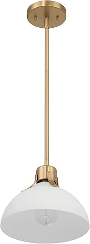 Miniatura 2 de Robert Stevenson Lighting Delano - Lámpara de techo industrial de metal y vidrio grabado, dorado y blanco