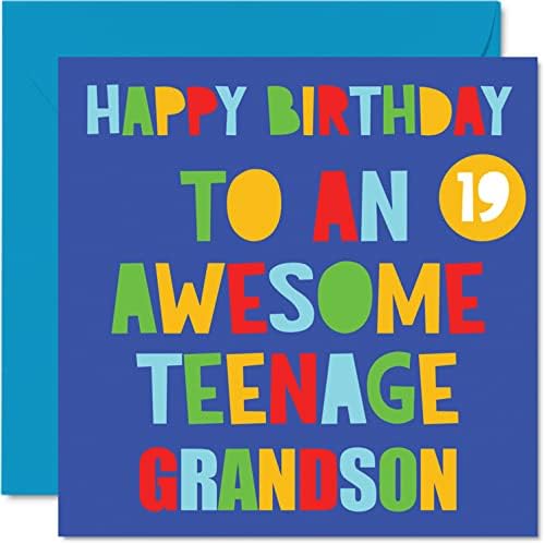 Fun 13th Birthday Cards for Son - Awesome Teenage Son 13 - Happy 13th Birthday Card for Son from Mum or Dad, Son Birthday Gifts, 145mm x 145mm Thirteen Thirteenth Bday Greeting Cards Gift