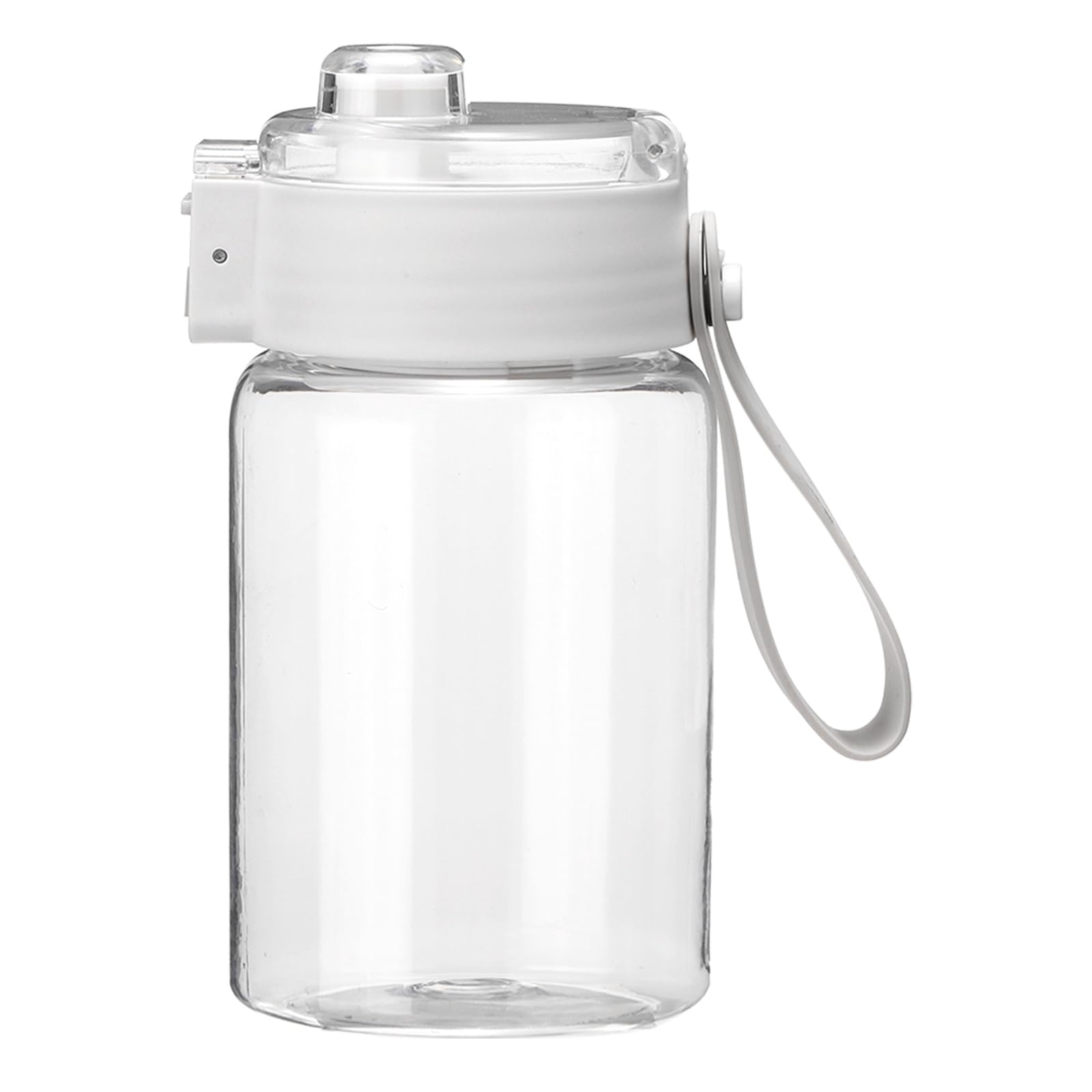 sourcing map Water Bottle 350ml / 12 oz Plastic Leak-Proof Sports Water Bottle with Wide Mouth & Carry Handle for Gym Camping Cycling Travel Cold Drinks, White
