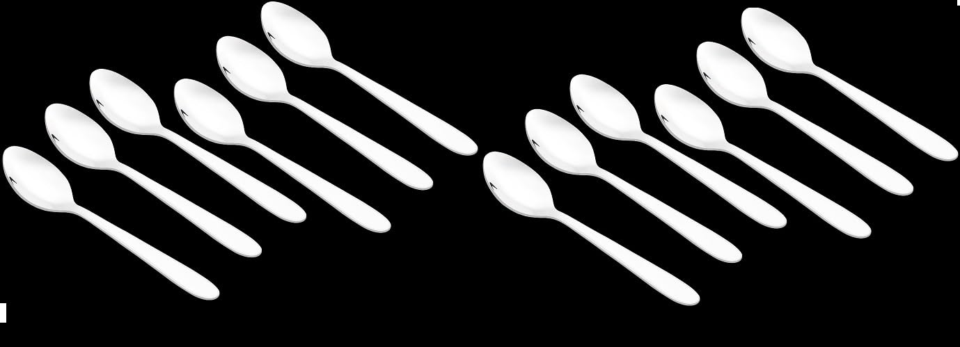appeasy Stainless Steel Dessert Spoon Set 18 cm Length, Silver, 1.4mmThickness, Home, Kitchen, and Dining Food Grade Safe, Easy to Clean, Ideal for Everyday Meals. (12)
