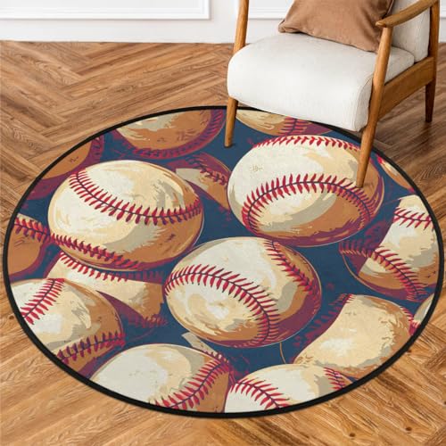 Tapete Redondo Retro Baseball 160 cm Lavable Antideslizante miniatura 1