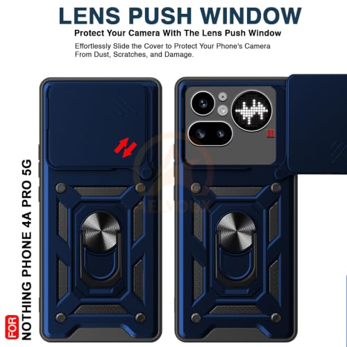 Image of Armor Bumper Back Cover Case for Nothing Phone 4A Pro 5G | Rotating Camera Cover, Ring Holder & Kickstand | Heavy Duty & 360 Degree Protection Nothing Phone 4A Pro 5G Back Cover (Blue)