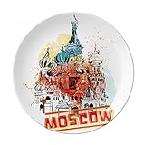 russische porzellanmarken Größe: Ø 21 cm Russland Moskau Basilikum-Kathedrale Porzellan Dekoration Dessertteller 20,3 cm Abendessen Home Geschenk