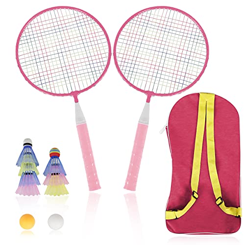 Badminton Rackets for Kids,Lightweight Badminton Racquet Game Set with Birdies,Tabel Tennis Balls and Carry Bag for Outdoor Indoor Sport (Pink-05,Set of 2) Badminton Rackets for Kids,Lightweight Badminton Racquet Game Set with Birdies,Tabel Tennis Balls and Carry Bag for Outdoor Indoor Sport (Pink-05,Set of 2)