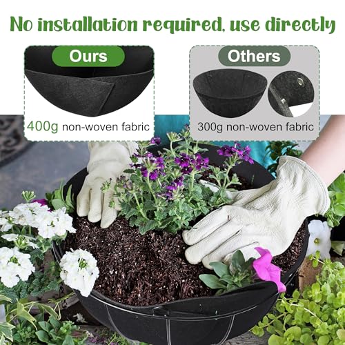 Adnee 6 Pcs Fabric Planter Basket Liner-14 inch Felt Flower Pot Liners-Hanging Plant Basket Fiber Insert for Garden Wall Hanging Planter Flower Vegetables(Round) by Adnee - Image 4