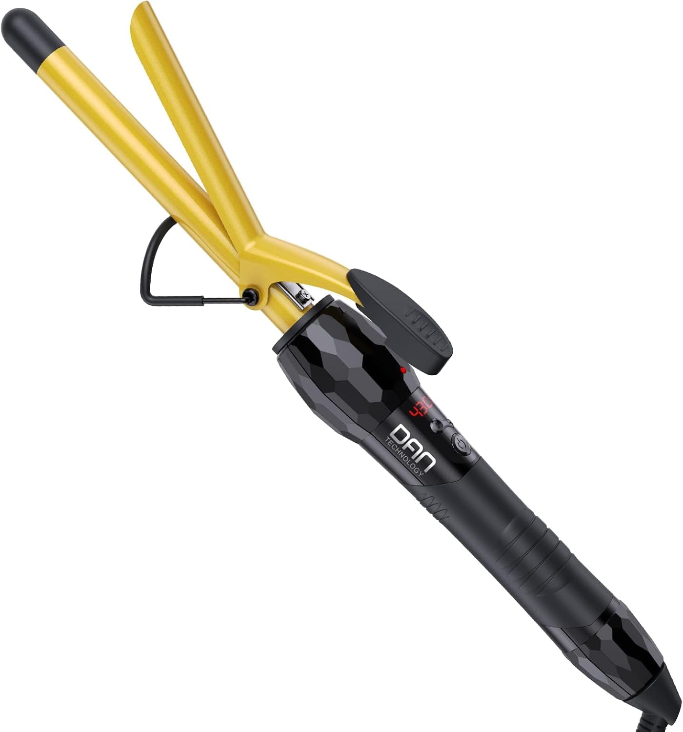 DAN Technology 5/8 Inch Tourmaline Ceramic Hair Curling Iron 0.6 Inch Curling Wand with LCD Screen, for Hairdressing Beauty School, Hair Salon, Fast Heating, 60 min Auto Off (Gold Black)