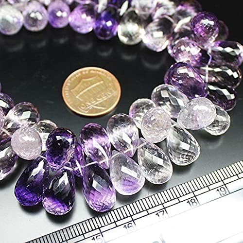 Améthyste bicolore briolette facettée en goutte pour création de bijoux DIY