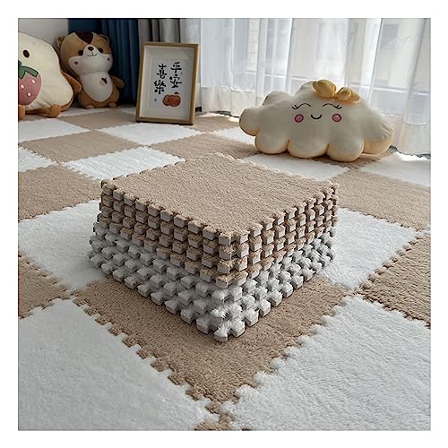 Weicher, langfloriger Teppich, ineinandergreifend, rutschfeste Bodenfliesen für Puzzle-Spiele, sensorischer Teppich