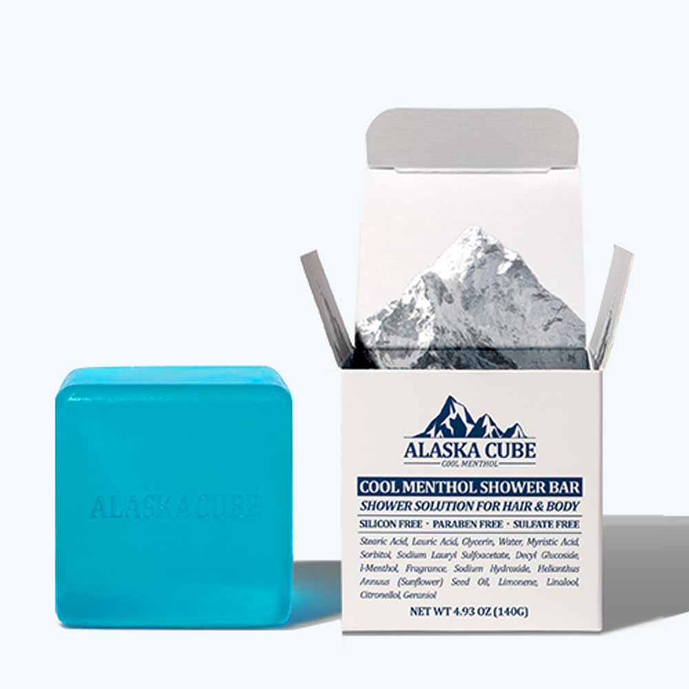 Cool Menthol Shower Bath Body Soap Bar Cleanser Cooling Effect Rich Foam Body Wash Shampoo Deodorant for Face and Body 3% Menthol 4.93oz Perfect For Men Women Smell Best Refreshing