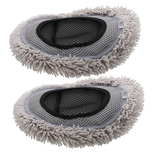 FELTECHELECTR 2個車用モップ交換ヘッド 柔らかいシェニール素材 傷けない洗車ブラシヘッド 伸縮洗車ブラシ対応 ガレージやボートの洗浄に