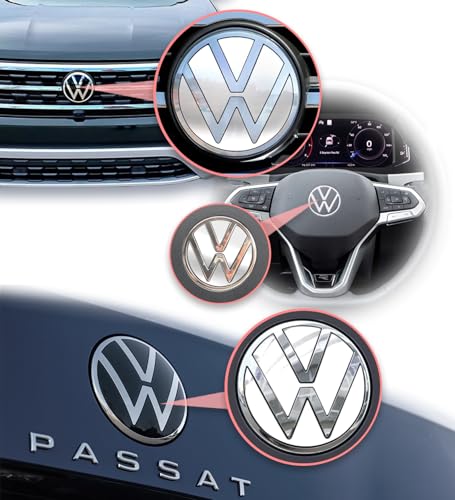 Image of IPG Decal Made for VW 2021 Passat Polo Tiguan Golf Rear /Front Emblem Logo Decals Stickers Set (4 Units) (Gloss White)