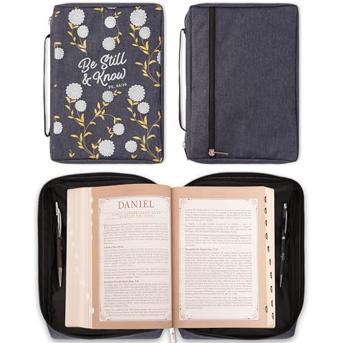 Image of Be Still and Know Navy Poly-Canvas Bible Cover - Large