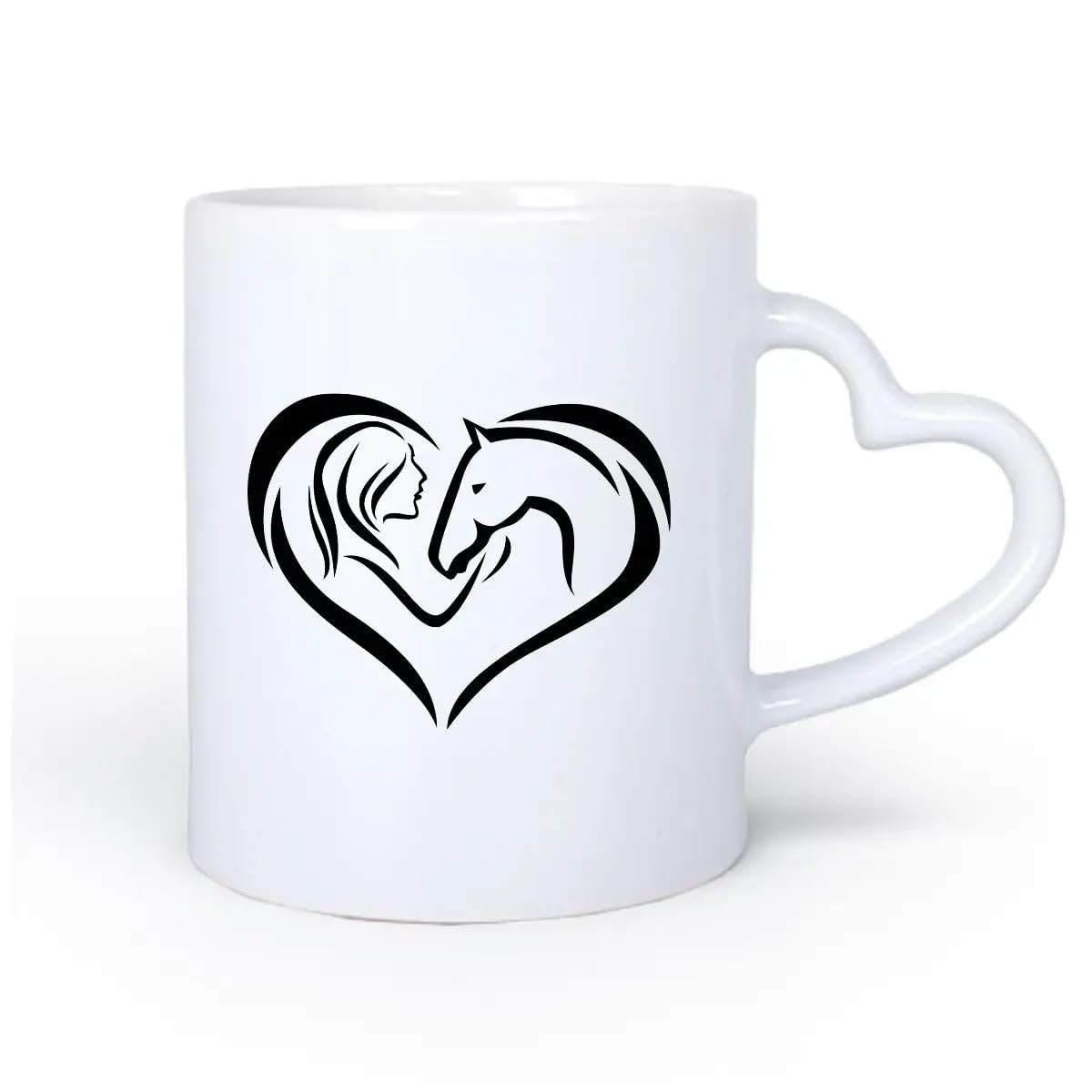 Ceramic Heart-Shaped handleCeramic Drinkware for Home Girl Horse Heart Woman Love Animal ation 11oz/320ml for Tea, Coffee & Hot Drinks