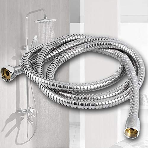 NologoWSF-shower hose, 1pc Stainless Steel Flexible Bathroom Bath Shower Head Hose Gasket Pipe Washers Bathing Water Hose Plumbing 1.5/2M/3M (Size : 2m sliver)