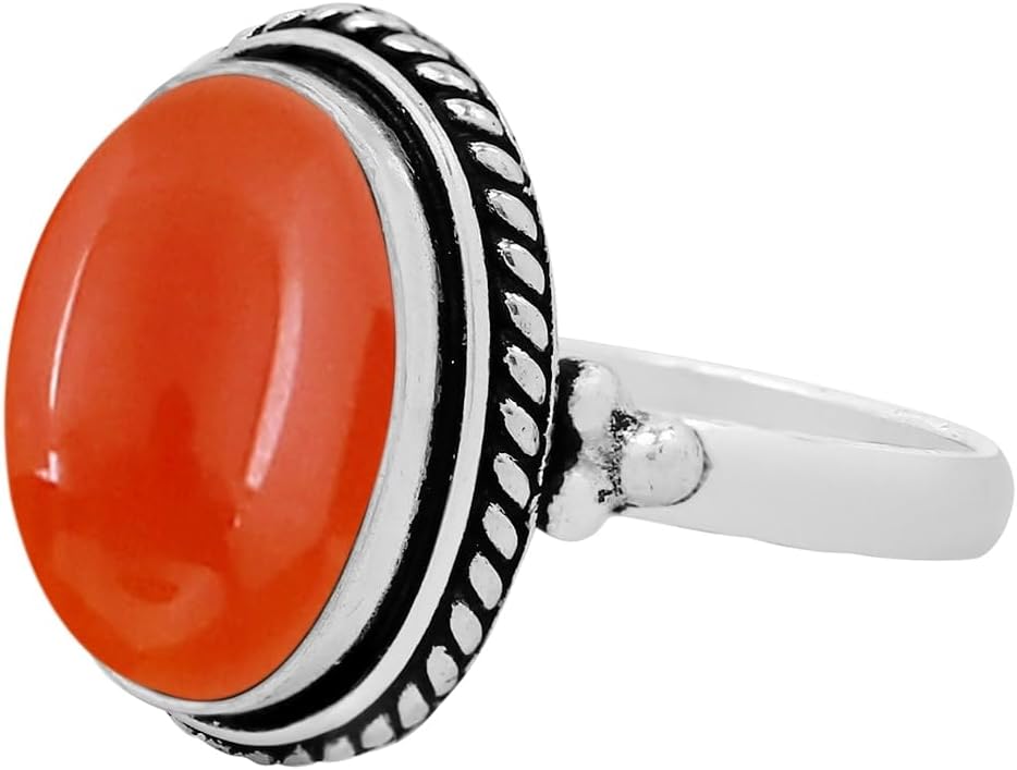 9.90 CTW、天然カーネリアン12 x 16 mmオーバル&。925シルバー