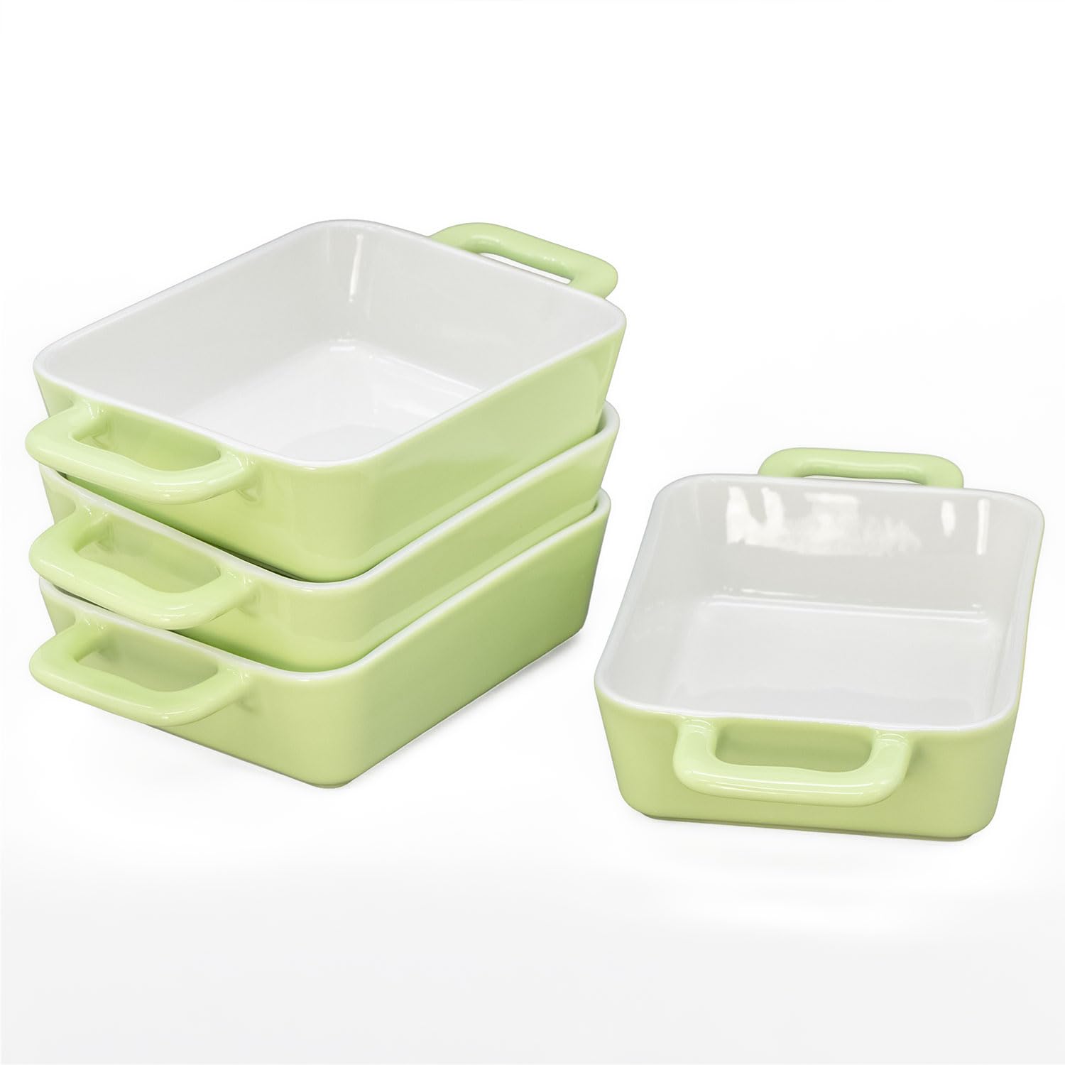 Auflaufform klein für 1 Person – 4er Set | Rechteckige Ofen- & Backform aus Keramik | 400 ml Portionsform für Auflauf, Gratins & Desserts | kratzfeste Mini-Formen
