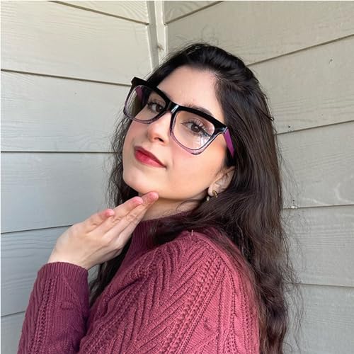 Image of Zeelool Stylish TR90 Oversized Butterfly Glasses with Non-prescription Clear Lens for Women Yaritza OT006813-05 Purple