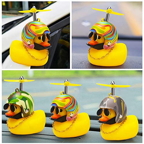 Image of wonuu Rubber Duck Car Decorations Cute Yellow Duck Car Dashboard Ornaments with Propeller
