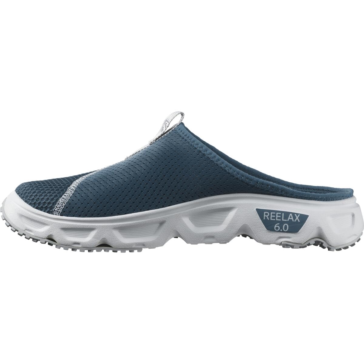 Salomon Reelax Slide 6.0 Herren Pantoletten, Outdoor-bereit, Sofortiger und lang anhaltender Komfort, Vielseitiger Einsatz, Blue Ashes, 48 EU