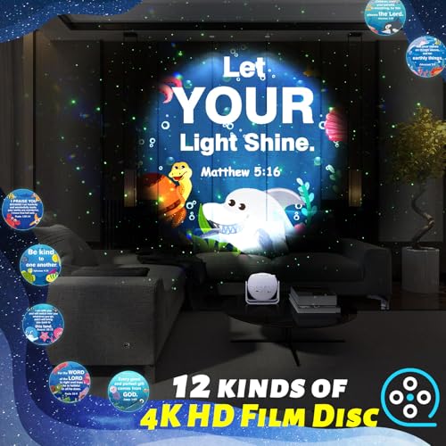 Image of Aurelema Ocean Bible Verses Projector Galaxy Projector Includes 12 Interchangeable Christian Discs Night Light Set Project Religious on Walls or Ceilings for Christian Ocean Gifts