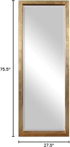 Vista 4 de MY SWANKY HOME Espejo de pared clásico contemporáneo dorado de cuerpo entero Floor Leaner