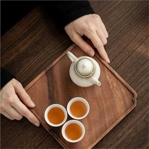 Juego de 2 bandejas de té de madera versátiles para fiestas y reuniones en el hogar, diseño para entretenimiento