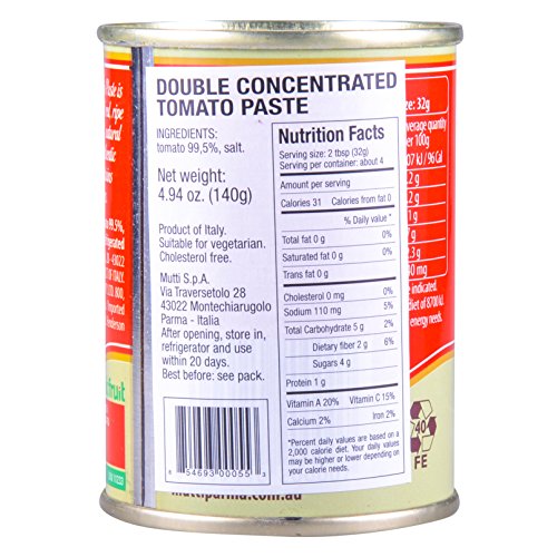 Mutti Double Concentrated Tomato Paste (Doppio Concentrato), 4.94 oz. Can | 1 Pack | Italy’s #1 Brand of Tomatoes | Canned Tomatoes | Vegan Friendly & Gluten Free | No Additives or Preservatives - Thumbnail 2