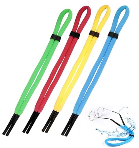 Maxmoc Brillenband Schwimmfähig,4 Stück 65cm Brillenband Sport,Anti-Verlust Brillenbänder,Verstellbare Brillen Band für Wassersport Bootfahren Surfen Herren Damen(4 Farben)