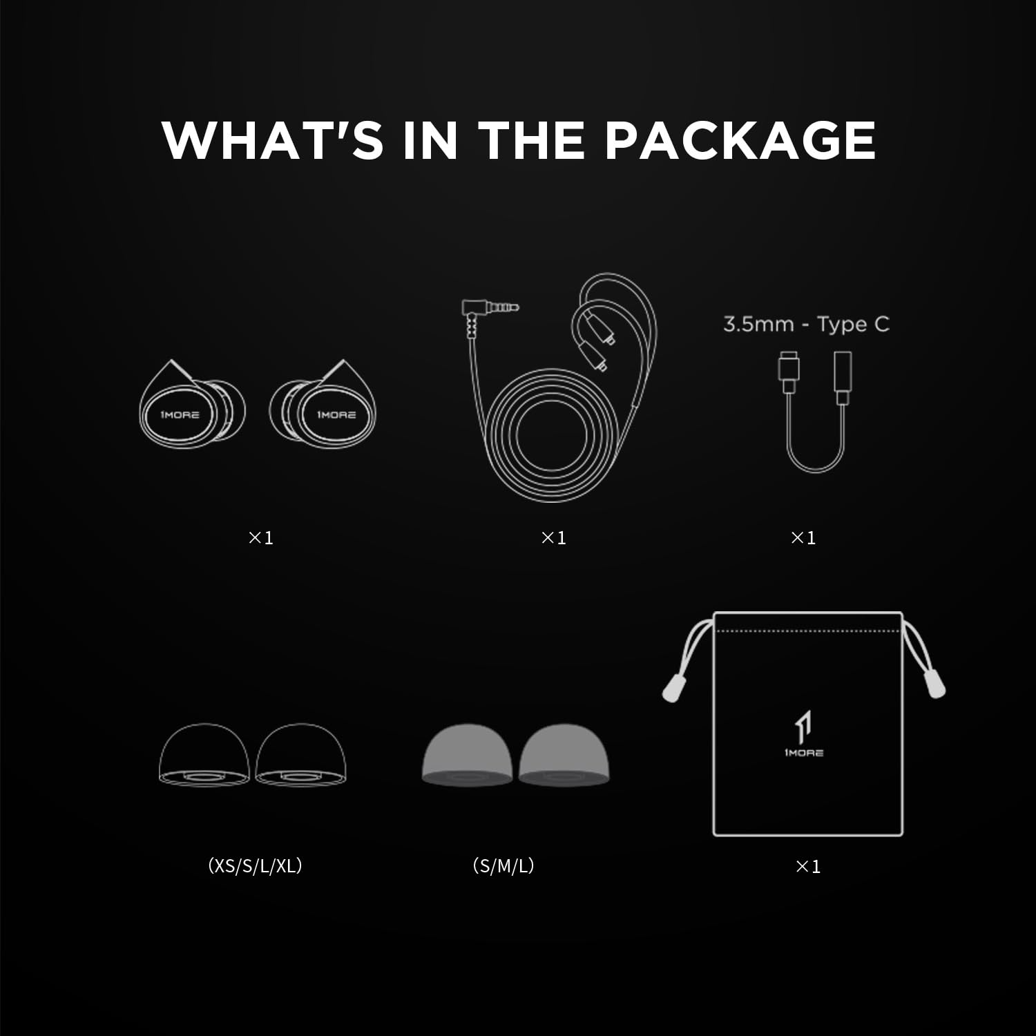 1MORE Penta Écouteurs intra-auriculaires certifiés haute résolution HiFi filaire IEM, connecteur MMCX amovible, microphone MEMS et contrôle 3 en 1, pour smartphones/PC/tablette