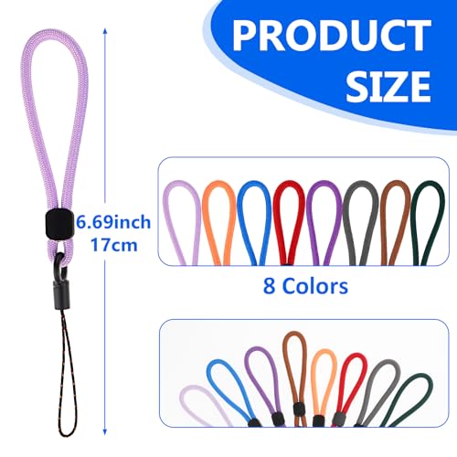 8 Stück Handschlaufe Kurz Buntes Nylon Lanyard Stringphone für USB-Sticks Schlüssel Telefone Schlüsselanhänger Ausweise Namensschilder