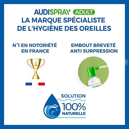 AUDISPRAY Erwachsene – regelmäßige Hygiene des Ohrs – gereinigtes Meerwasser, 100 % natürlich – Spray 50 ml – 2 Stück