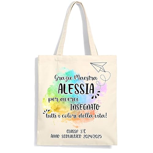 Mr. Gadgets Shopper Regalo Maestre Personalizables con nombre, Colores de la Vida, 42 cm x 38 cm x 2 cm
