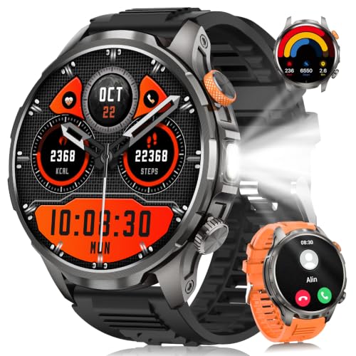 Image of DEKELIFE Smart Watches for Men,1.91''Military Smart Watch with 100+ Sport Modes /Heart Rate /Sleep Monitor, Fitness Tracker for Android and iPhone, Waterproof Watches for Men(Black)