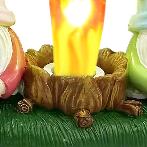 Image of Gnomes Campfire Nightlight Gnome Lamp Easter Night Light Plug Into Wall Dwarfs with Easter Eggs Night Lamp Bedroom Bathroom Decoration (Gnomes)