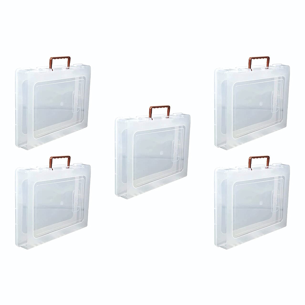 DARKZONE® Multi-Purpose Rectangular Plastic Storage Box with Locks and Handle | Matte Finish Transparent Plastic Organizer Box for Saree, Laptop, Books & Clothes - (17 x 14 x 2.5 inch, Pack of 5)