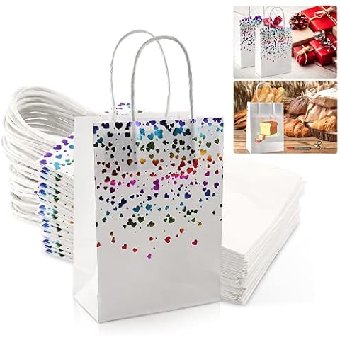 Bolsas de Papel Kraft con Asas Reciclables WDJLNZB (Blanco) Cover