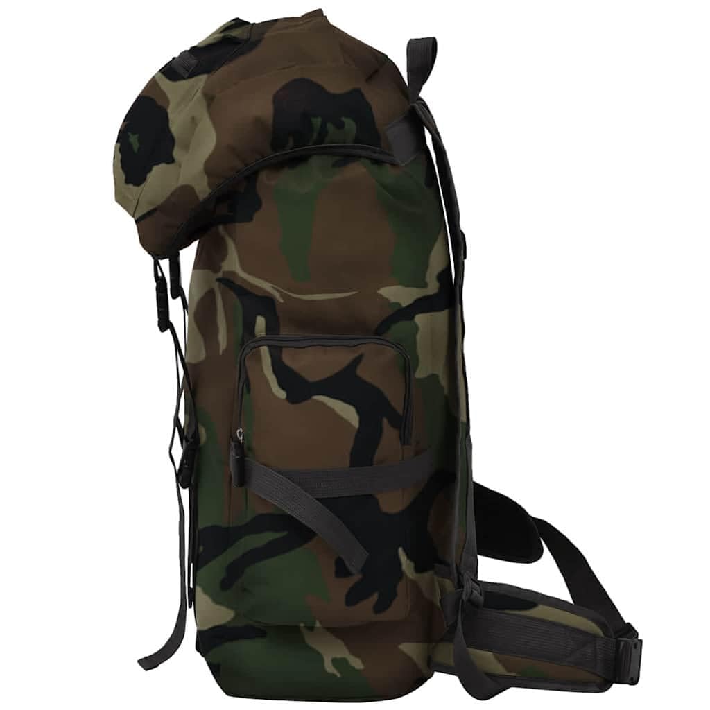 Armeerucksack 65 L Camouflage aus 600D Polyester wasserabweisend, gepolsterte Schultergurte und Hüftgurt, 43 x 21 x 70 cm, für Wandern, Camping, Reise und Outdoor