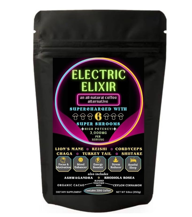 Bebida orgánica vegana adaptogénica de hongos  Mezcla de setas súper de 3,000 mg  Melena de león, Reishi, Chaga, Cordyceps, cola de pavo, Shiitake