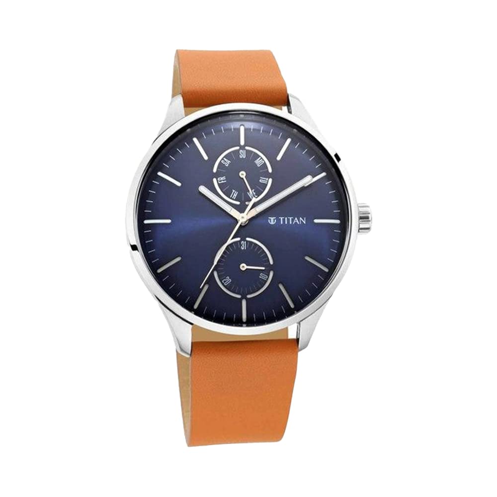 Titan Evoke Blue Dial Analog DayDate Quartz Leather Strap Watch for Men-NS1833SL01 (B0BL14W949) Amazon Price History, Amazon Price Tracker