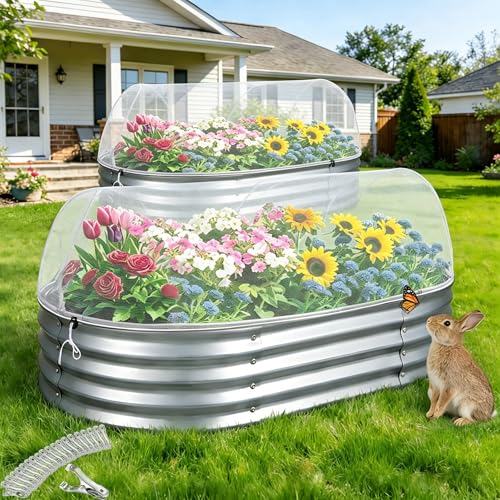 Garden Netting for Raised Beds 2PCS, Raised Garden Bed Plant Netting Cover Mesh with Drawstring for Garden Protection, Rectangular Bird Insect Netting Pest Barrier Screen for Vegetable, 4x2x1ft, White by FuBegi - Used condition - US$16.14