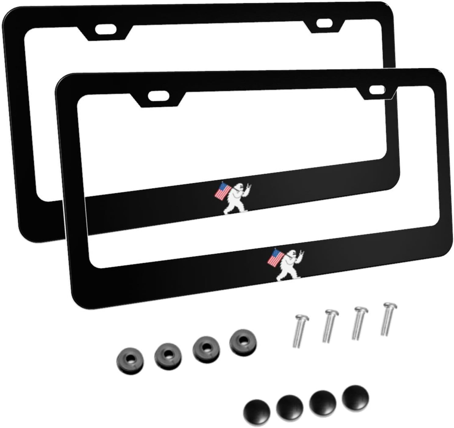 Gorilla Walking Matte Aluminum License Plate Frame with Black Screw Caps，2pcs 2 Holes Black Licenses Plates Frames,Car Licenses Plate Covers Holders for Us Vehicles/Women/Men
