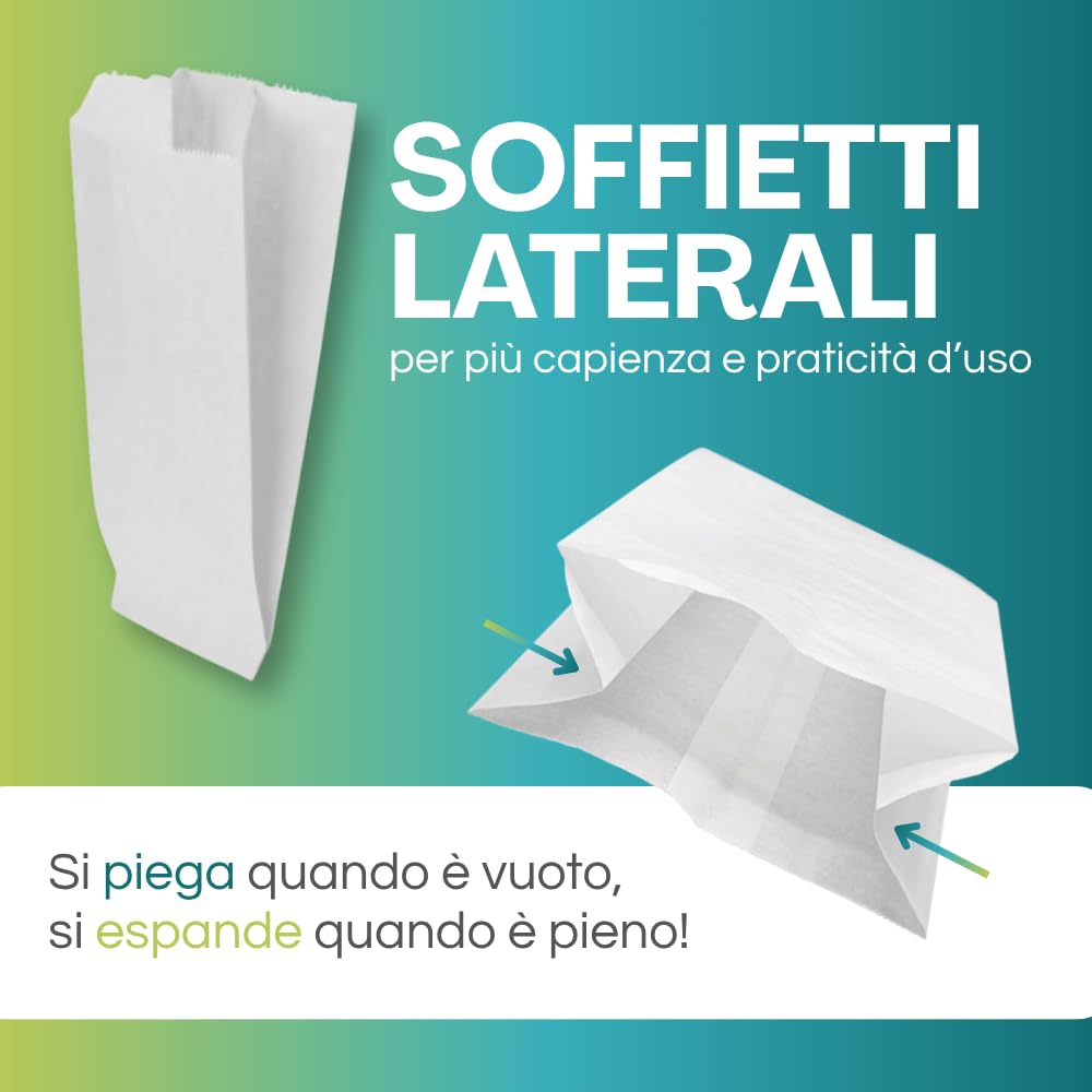 Virsus 10 kg Sacchetti di Carta Bianca Satinata, con misura 12x24 cm, contenente 1600 sacchetti circa, per oggettistica, bomboniere, articoli da regalo, ideali per negozi e tabaccherie