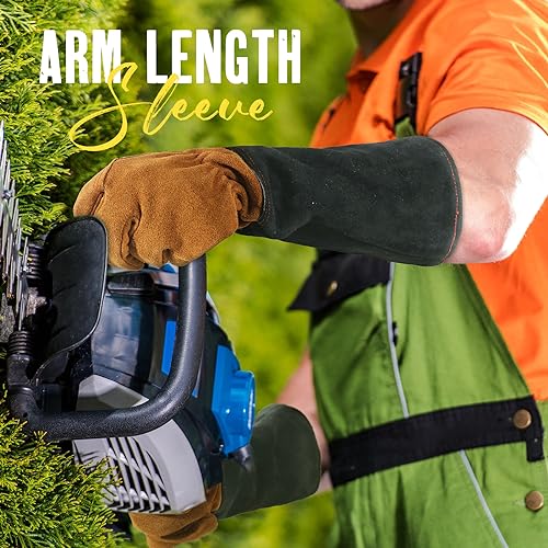 HANDLANDY Gardening Gloves for Men Women Thorn Proof Rose Pruning Leather Long Sleeve Garden Yard Gauntlet - Image 3