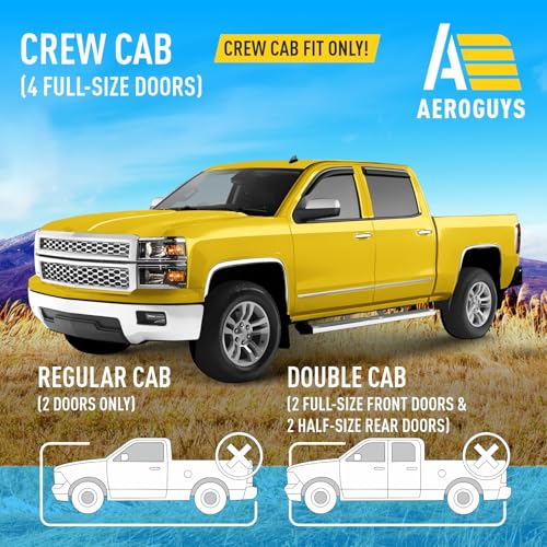 Extra Durable Window Deflectors Tape-On Window Visors Rain Guards Fit for Chevrolet (Chevy) Silverado 1500 2014-2018 Crew Cab, Sun Visors, Wind Vent for Shades, Exterior Car Accessories - 4pcs. AG0867 by AEROGUYS - Image 3